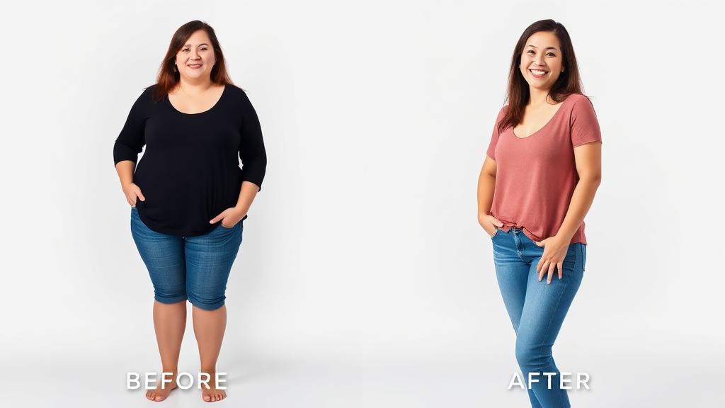 Woman wellness transformation before and after